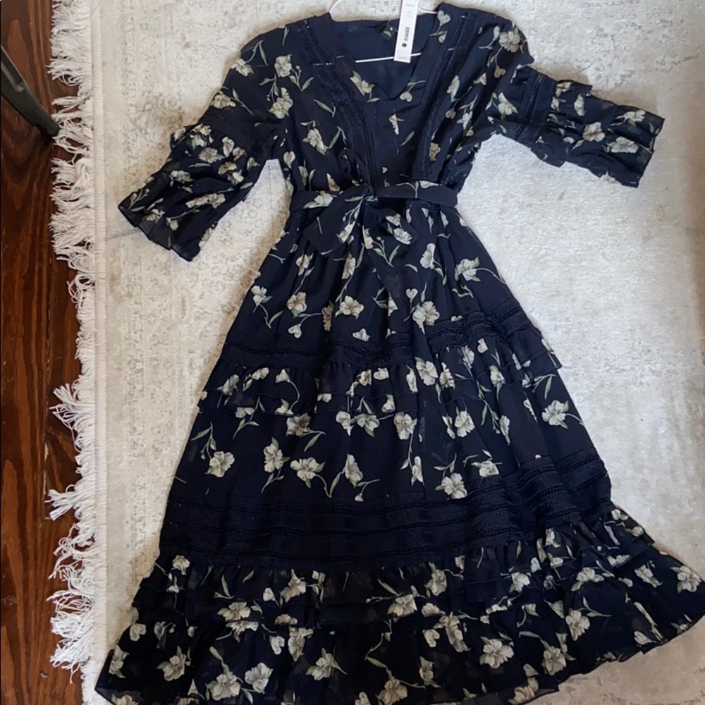Aqua- floral Dress